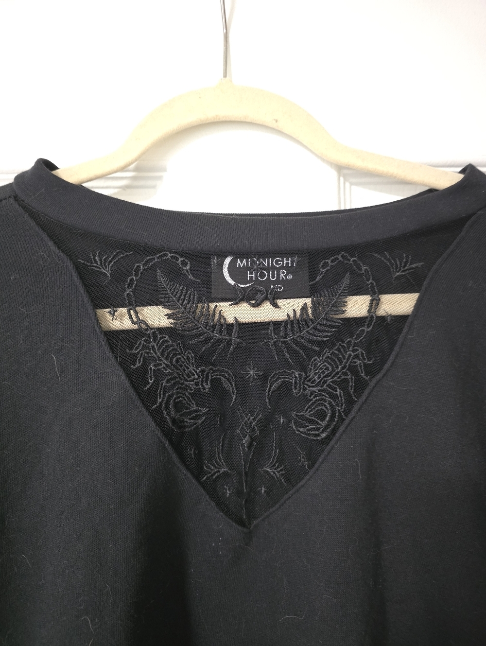 Midnight Hour Black V-Neck Sweatshirt with Embroidered Scorpion